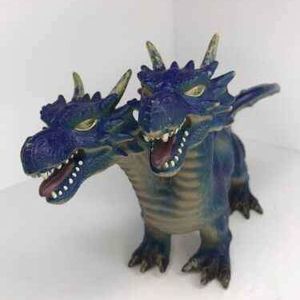 Vintage Toys R Us Maidenhead~Two Headed Blue Rubber Dragon Toy Figurine 17” Used